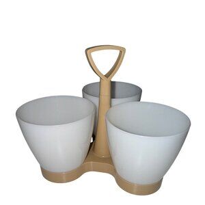 Vintage Tupperware Condiment Caddy 3-Compartment Dip Server Classic *Tiny Flaw